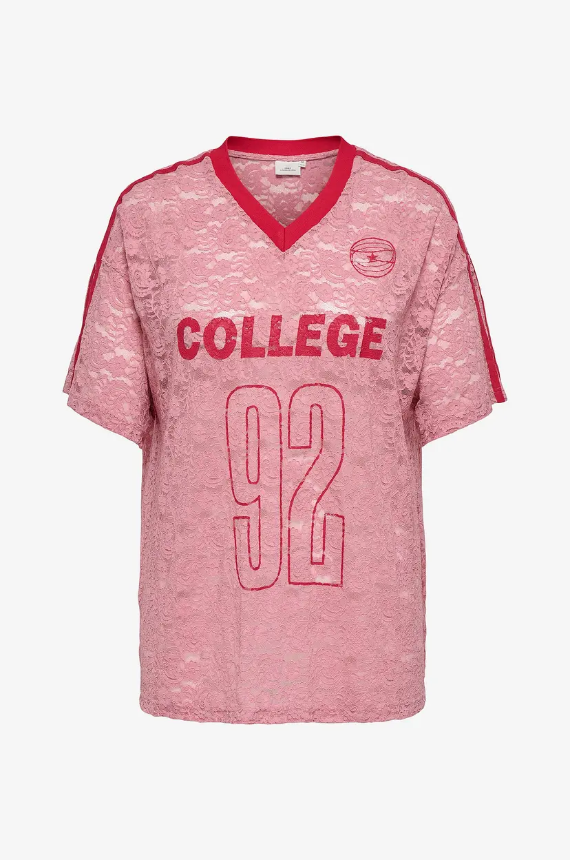 Only Carmakoma Topp carKia S/S O-neck Lace Tee Jrs - Rosa