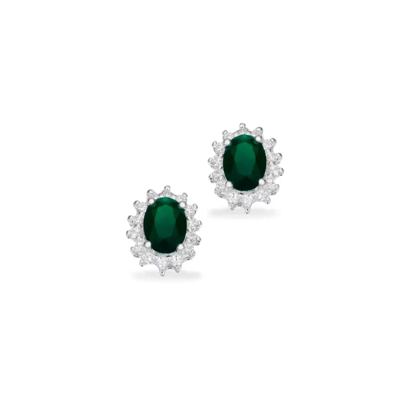Scrouples Scrouples - Roset Ørestikker i Sterling Sølv med Grøn Zirkonia - 143252s