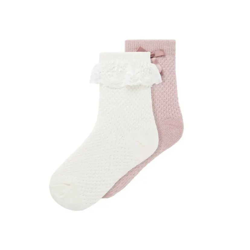 NAME IT Name It - Sokker i Ull/ Bomull 2-pk Wakma Snow White/ Shadow Gray