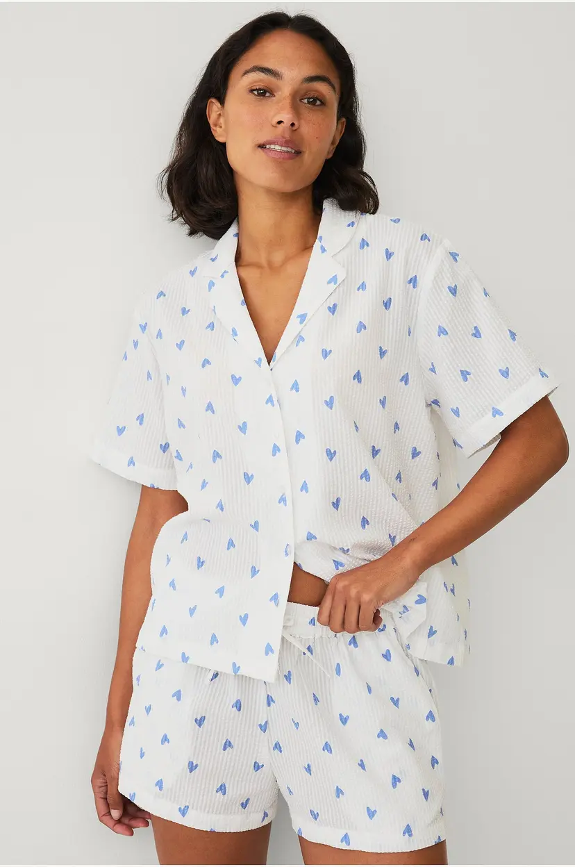 Ellos Collection Pyjamas i seersucker - Hvit
