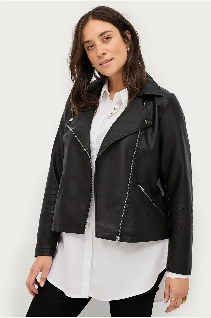 Zizzi Biker jakke mZoe L/S Jacket - Svart
