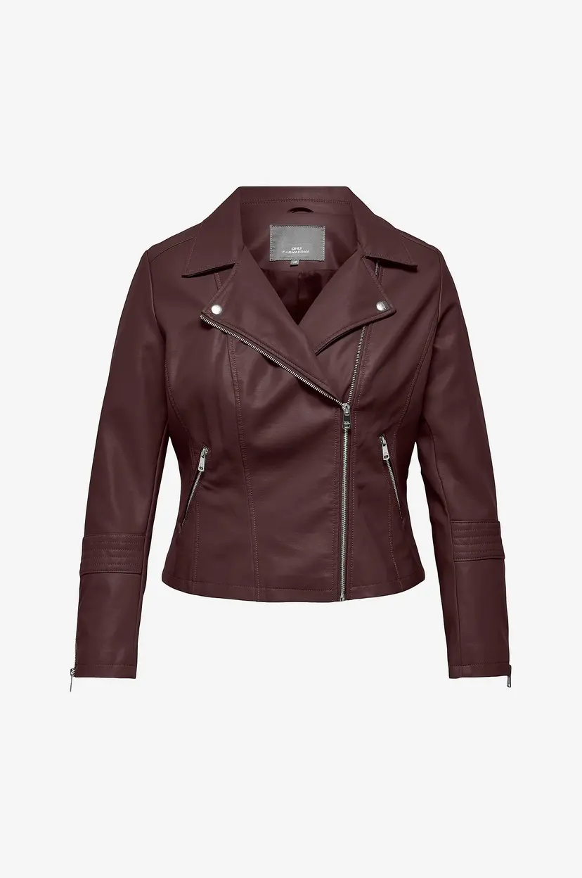 Only Carmakoma Bikerjakke carEmmy Faux Leather Biker - Rød