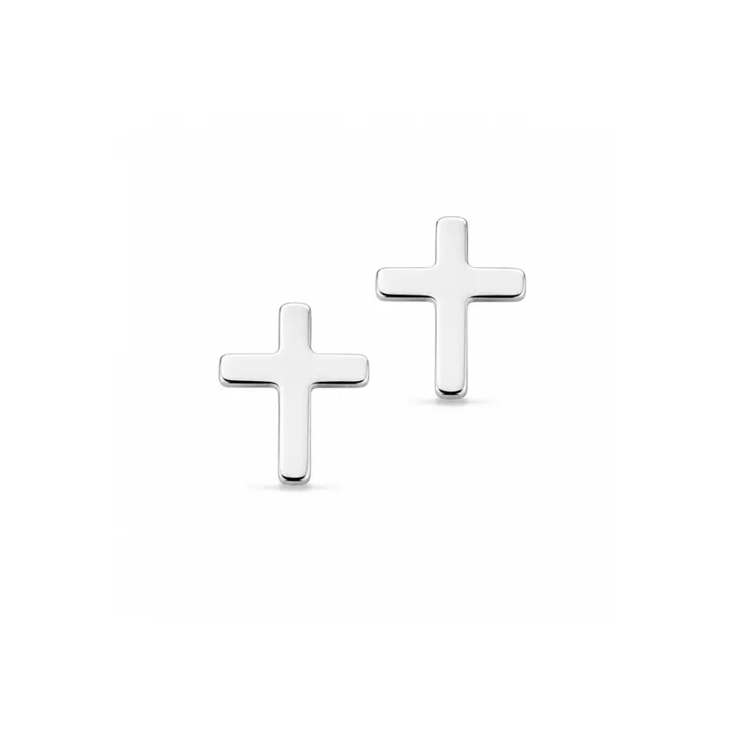 Scrouples Scrouples - Flade Sølv kors ørestikker, 8,5x7mm - 101952s