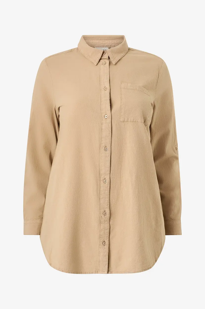 KAFFE Curve Lang skjorte kcNana Shirt Tunic - Beige