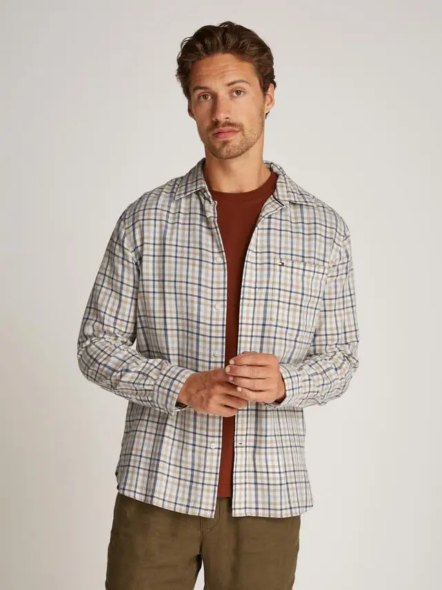 Tommy Hilfiger BRUSHED LINEN GINGHAM RF SHIRT