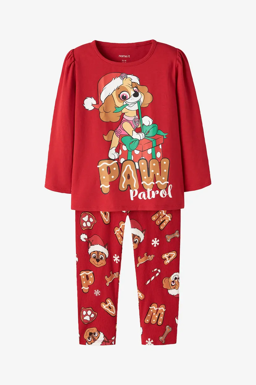 NAME IT Pysjsett Nmfsiri Paw Ls Nightset Cplg - Rød