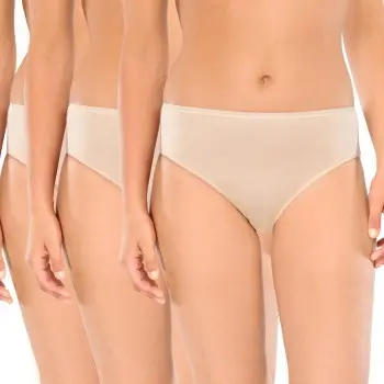Schiesser Truser 3P Essentials Cotton Briefs Beige bomull Dame