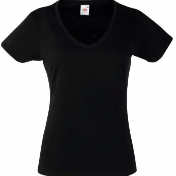 Fruit of the Loom Fruit of the Loom Lady Fit Valueweight V-neck T Svart bomull Large Dame