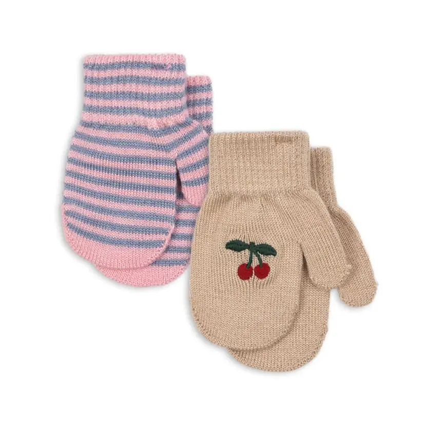 Konges Sløjd Konges Sløjd - 2 pk Votter Ull Cherry Stripe