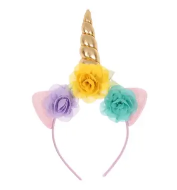 Lili Marleen Enhjørning/unicorn hårbøjle, guld/regnbue