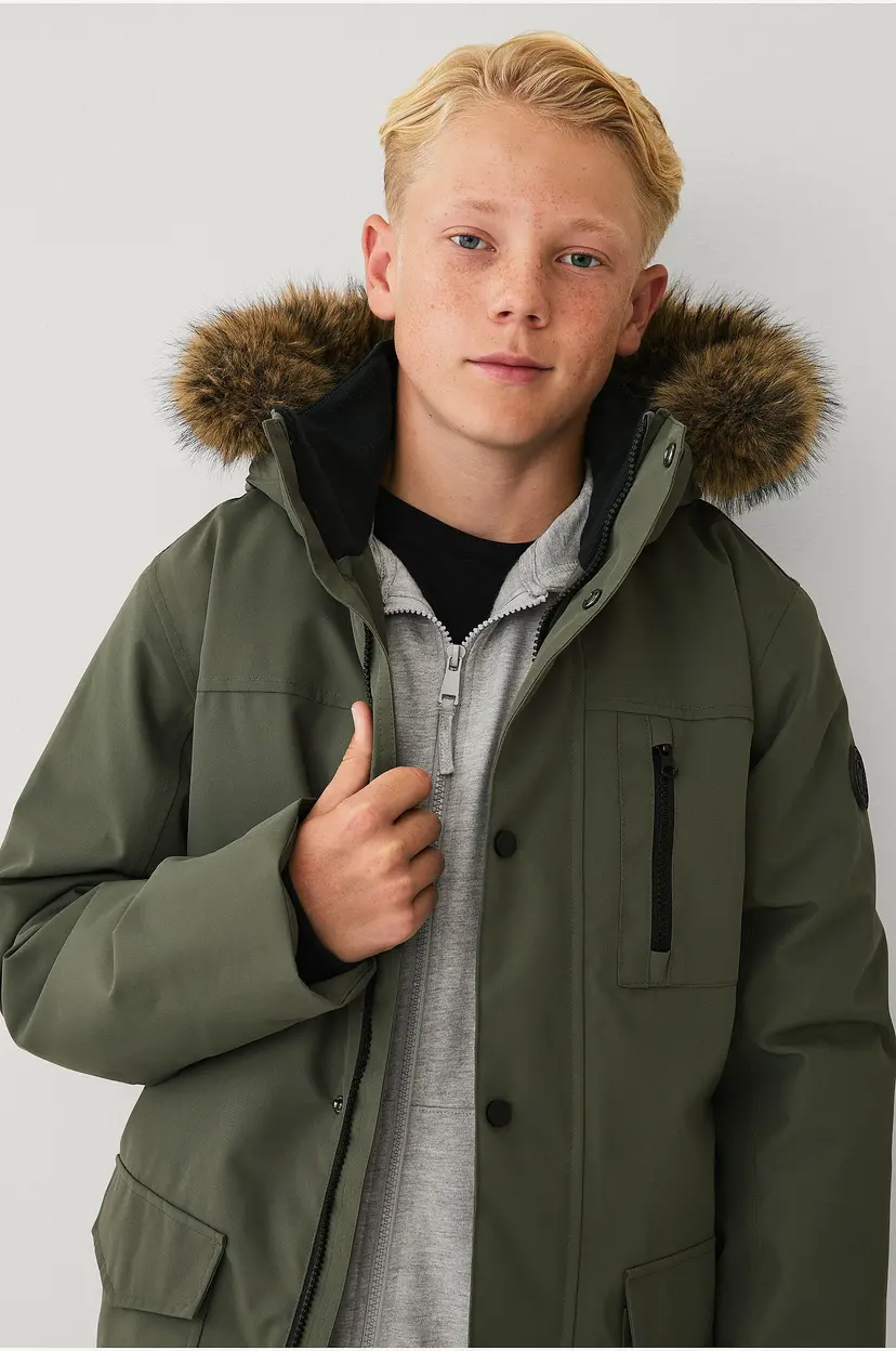 Ellos Collection Vannavvisende, polstret parkas - Grønn