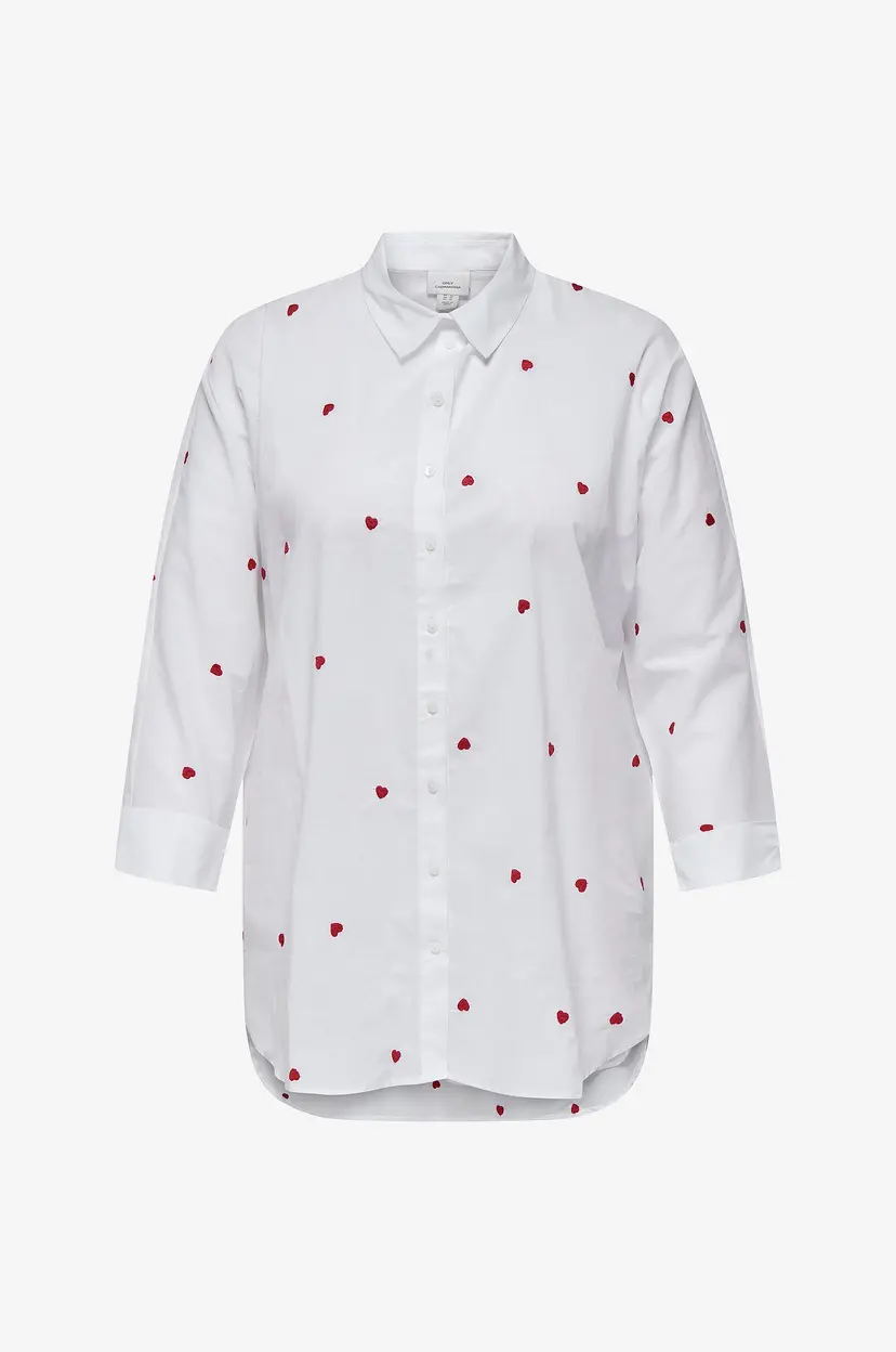 Only Carmakoma Skjorte carNew Lina Grace LS Emb Shirt - Hvit