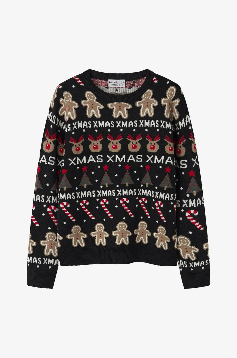NAME IT Pullover nknRasko LS Knit Box - Svart
