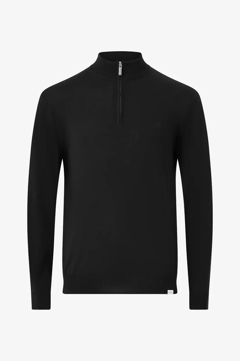 Les Deux Ulltrøye Greyson Half-zip Merino Knit - Svart