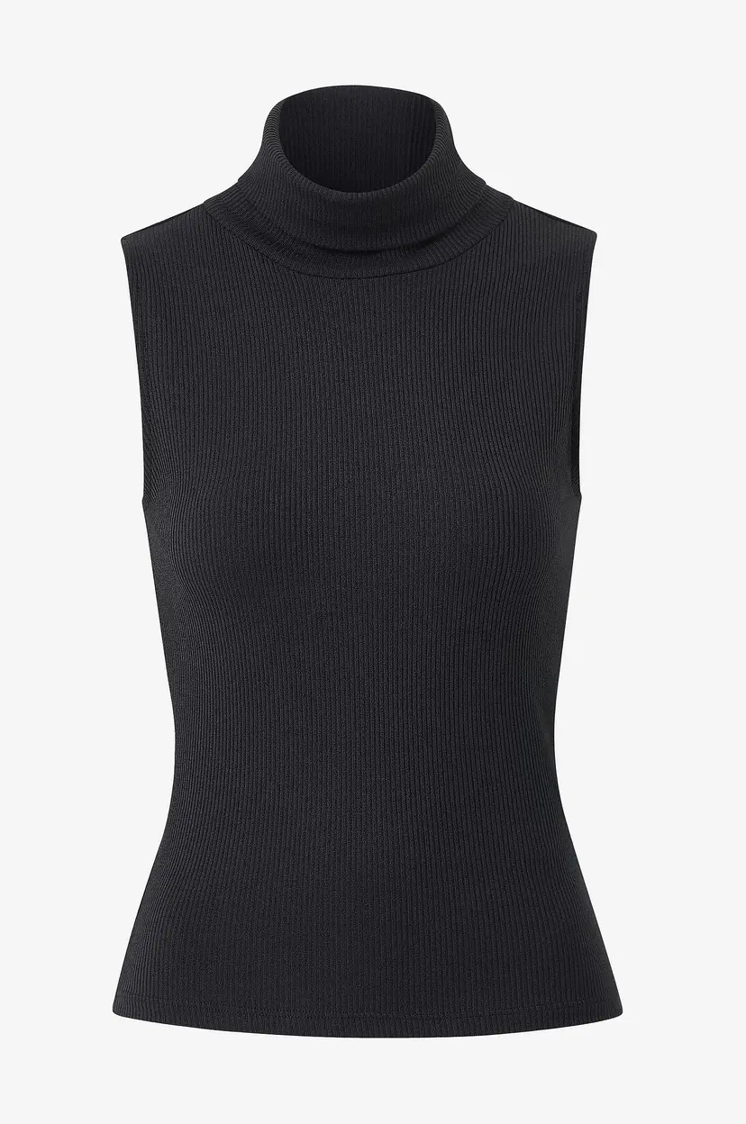 Gina Tricot Ermeløs pologenser Rib polo top - Svart