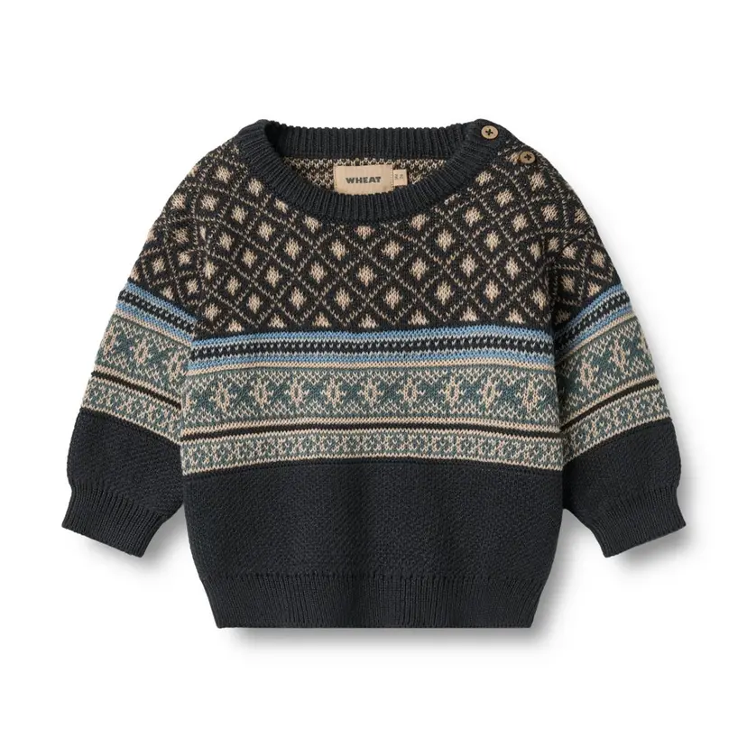 Wheat Wheat, Jacquard Pullover Julius Baby, Navy