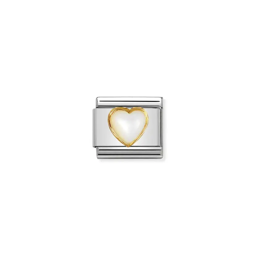 Nomination Stone Heart Mother Of Pearl Gold