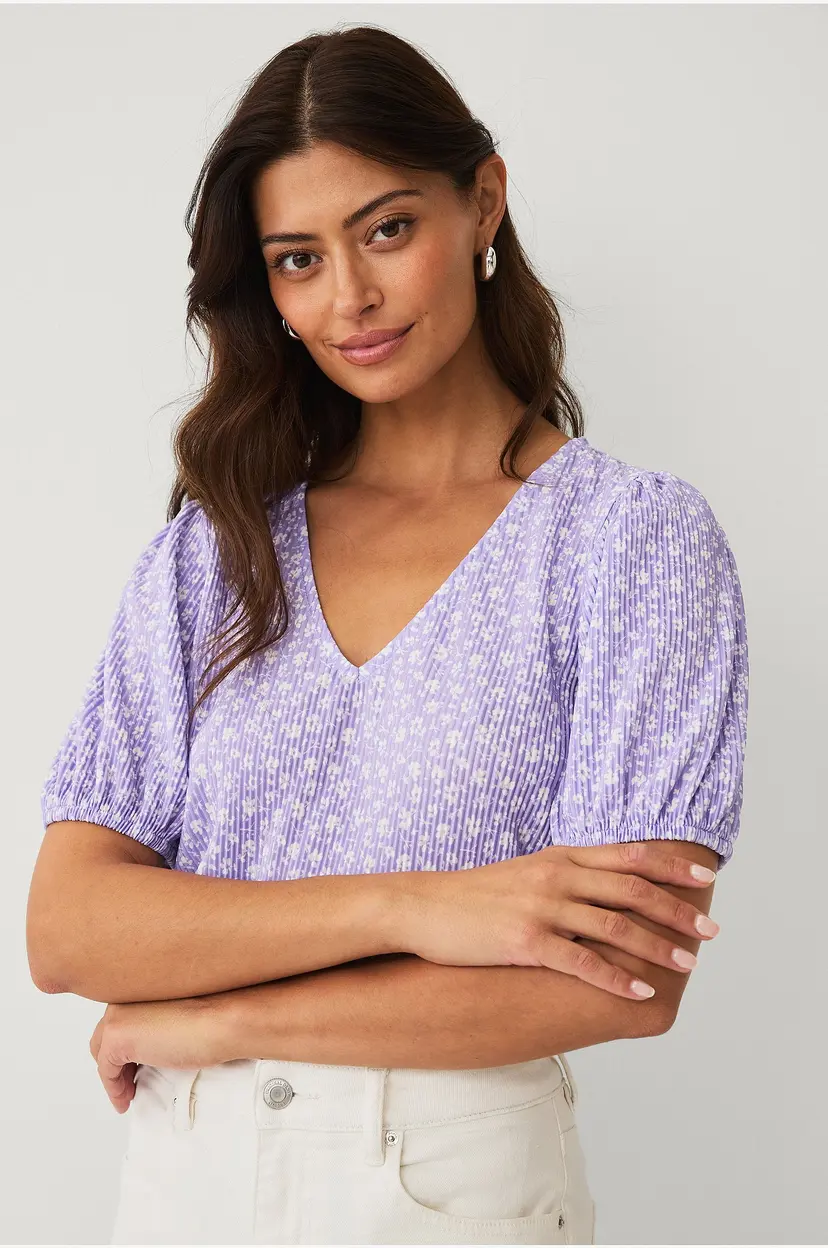 Ellos Collection Jerseybluse med bobleermer - Lilla
