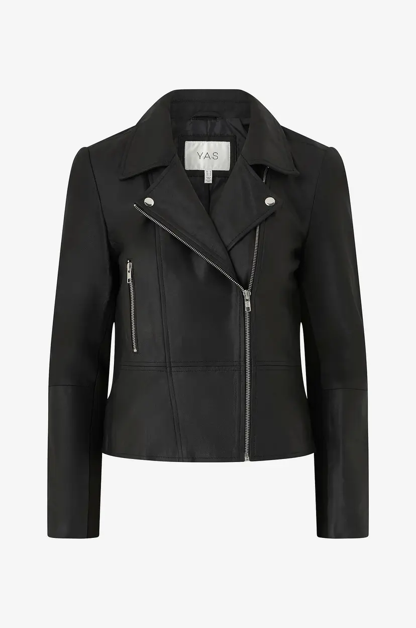 Y.A.S Skinn jakke yasSophie Leather Jacket - Svart