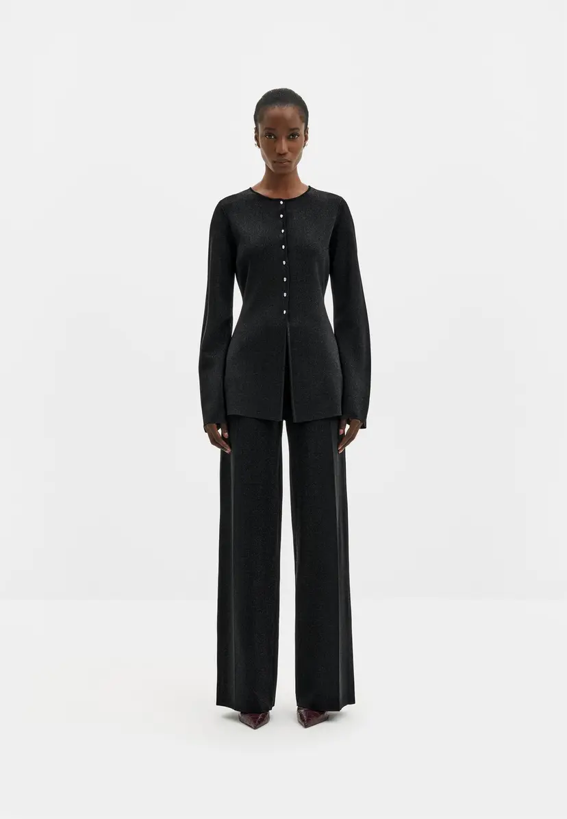 Malina Ammie Metallic Milano Knitted Pants Black - S