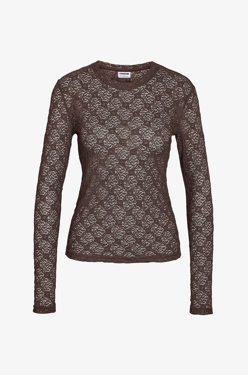 Noisy May Curve Topp Nmjudith L/S Lace Top Curve - Natur