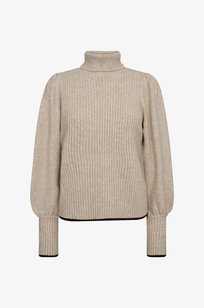 Co'couture Genser ccRow Puff Rib Roll Neck - Beige