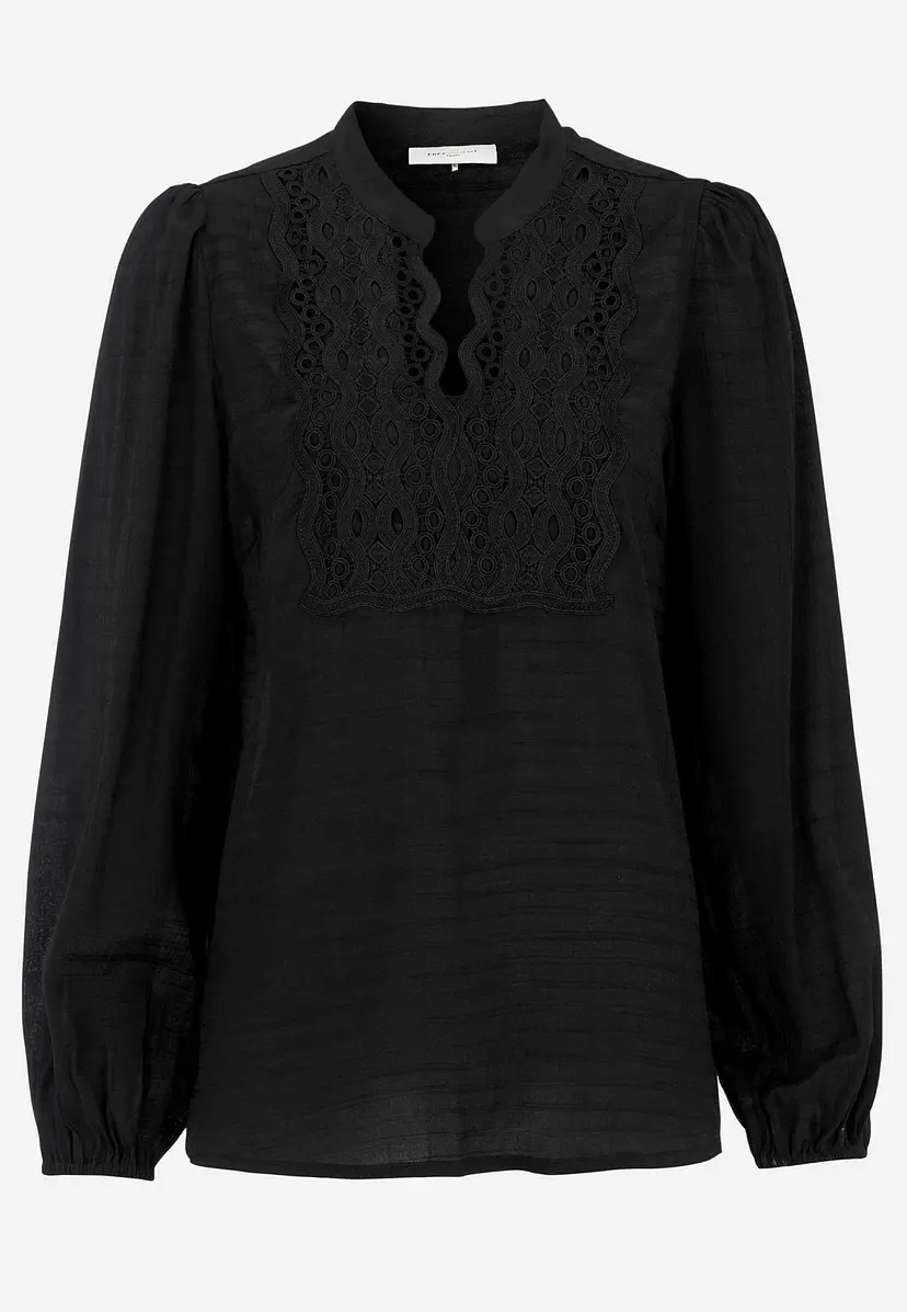 Freequent Skir bluse med broderi