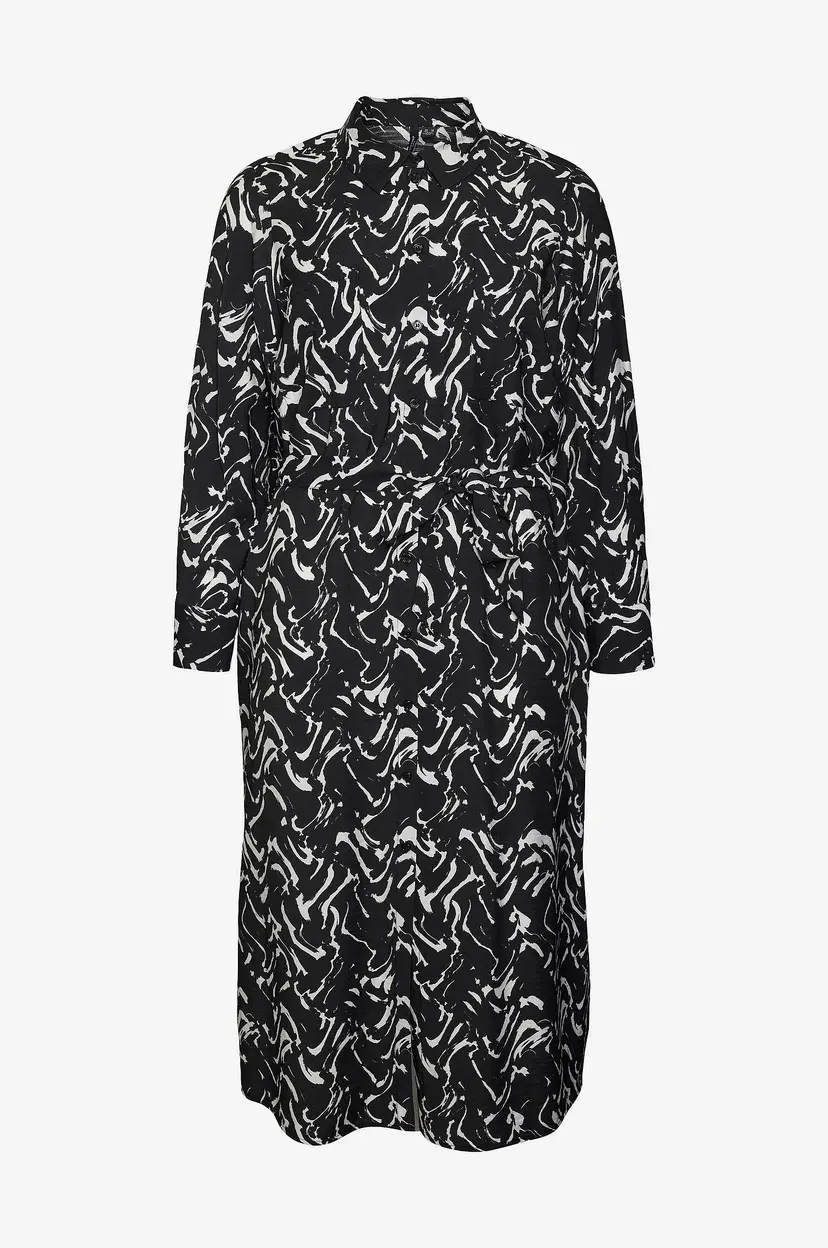 Vero Moda Curve Kjole vmcCia LS 7/8 Shirt Dress Wvn Cur - Svart