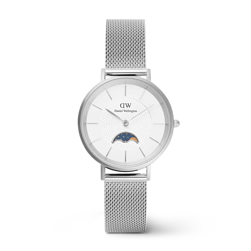 Daniel Wellington Silver 32mm Watch Petite Lune Sterling | DW