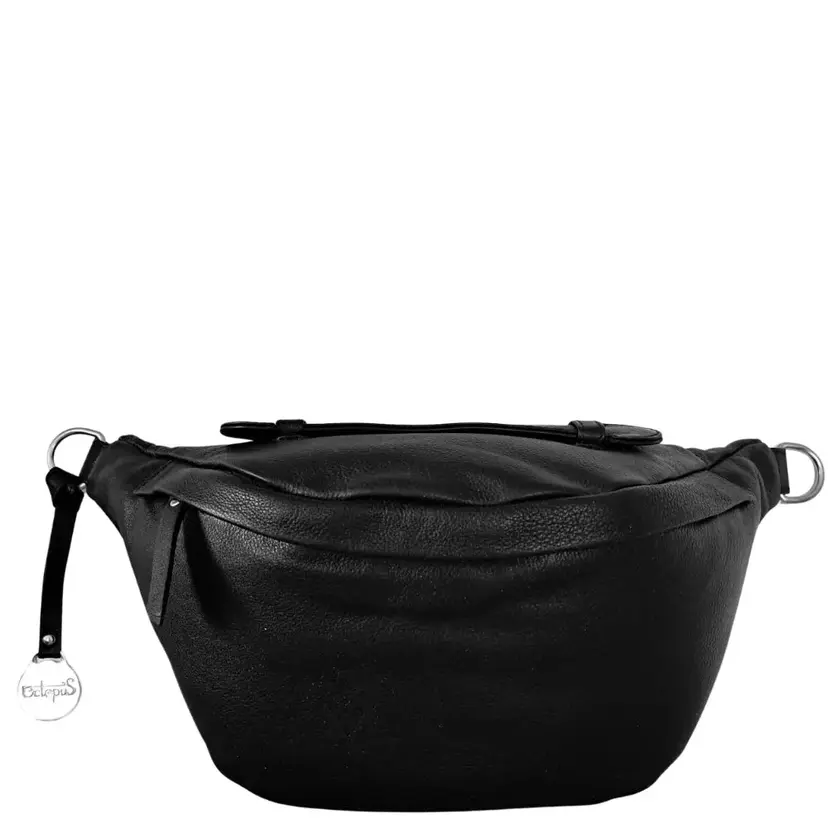 Octopus Denmark Style Portugal i sort kvalitetslæder. Stor og rummelig bumbag med plads til det meste inkl. vandflasken