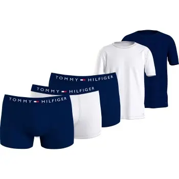 Tommy Hilfiger Tommy Hilfiger 5P Trunk And Tee Giftbox Hvit/Marine bomull Large Herre