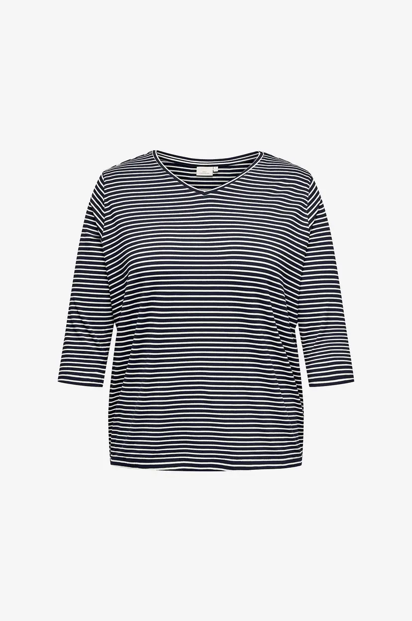 Only Carmakoma Topp carLina 3/4 Sleeve V-neck Blouse - Blå