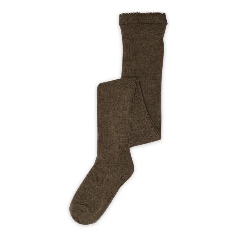 MP MP - Strømpebukse i Ull Rib Brown Melange