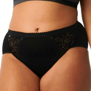 Sloggi Sloggi Truser 4P Chic Midi Lace Briefs Svart bomull 36 Dame