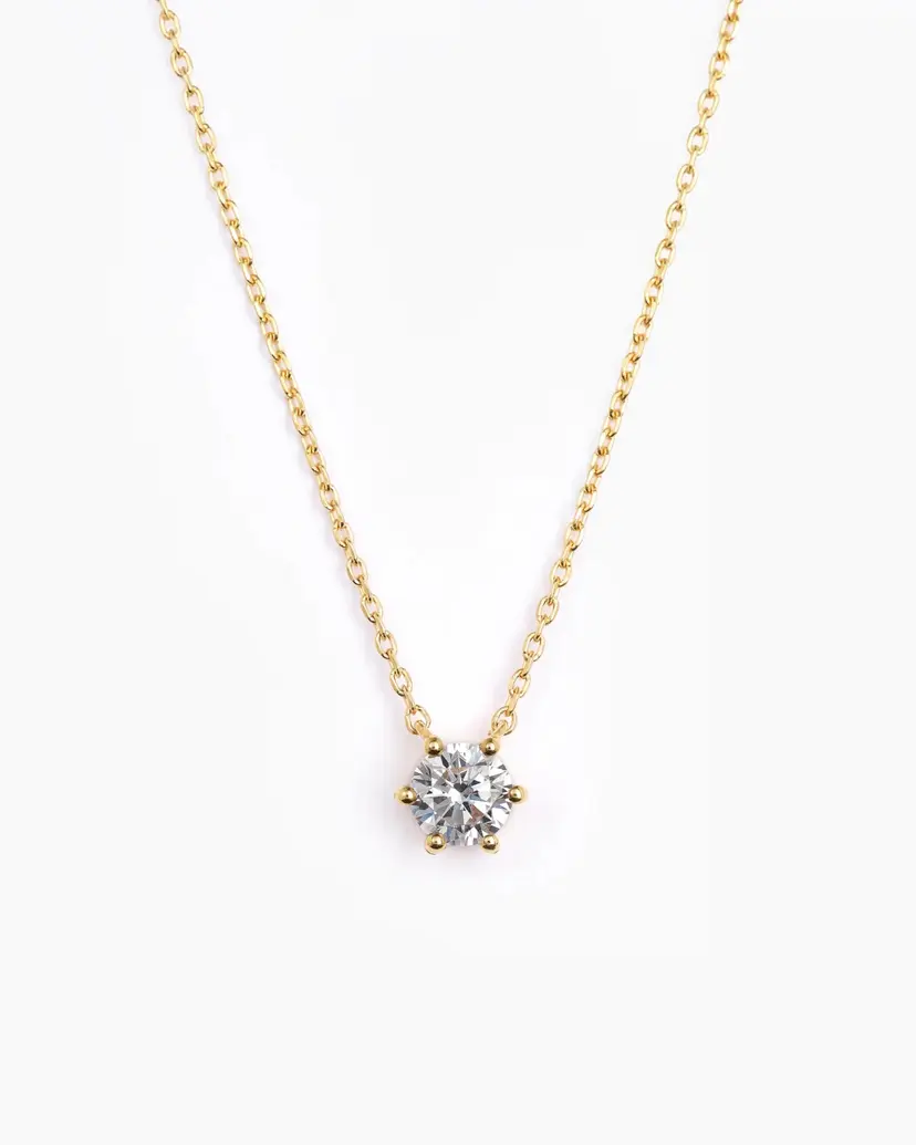 ANI Jewels Solitaire Necklace 6mm Gold
