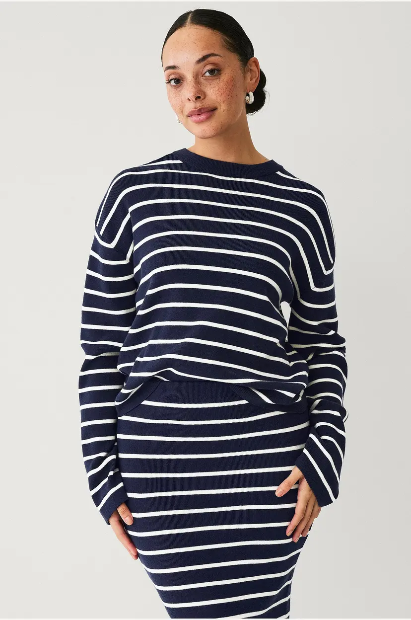 Ellos Collection Strikket genser med striper - Blå