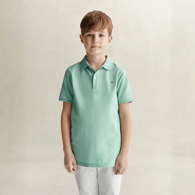 GANT Gant - Pique Shield Jr SS Polo Washed Turquoise