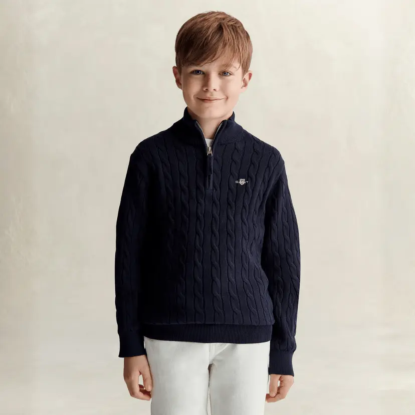 GANT Gant - Genser Cable Half Zip Shield Evening Blue