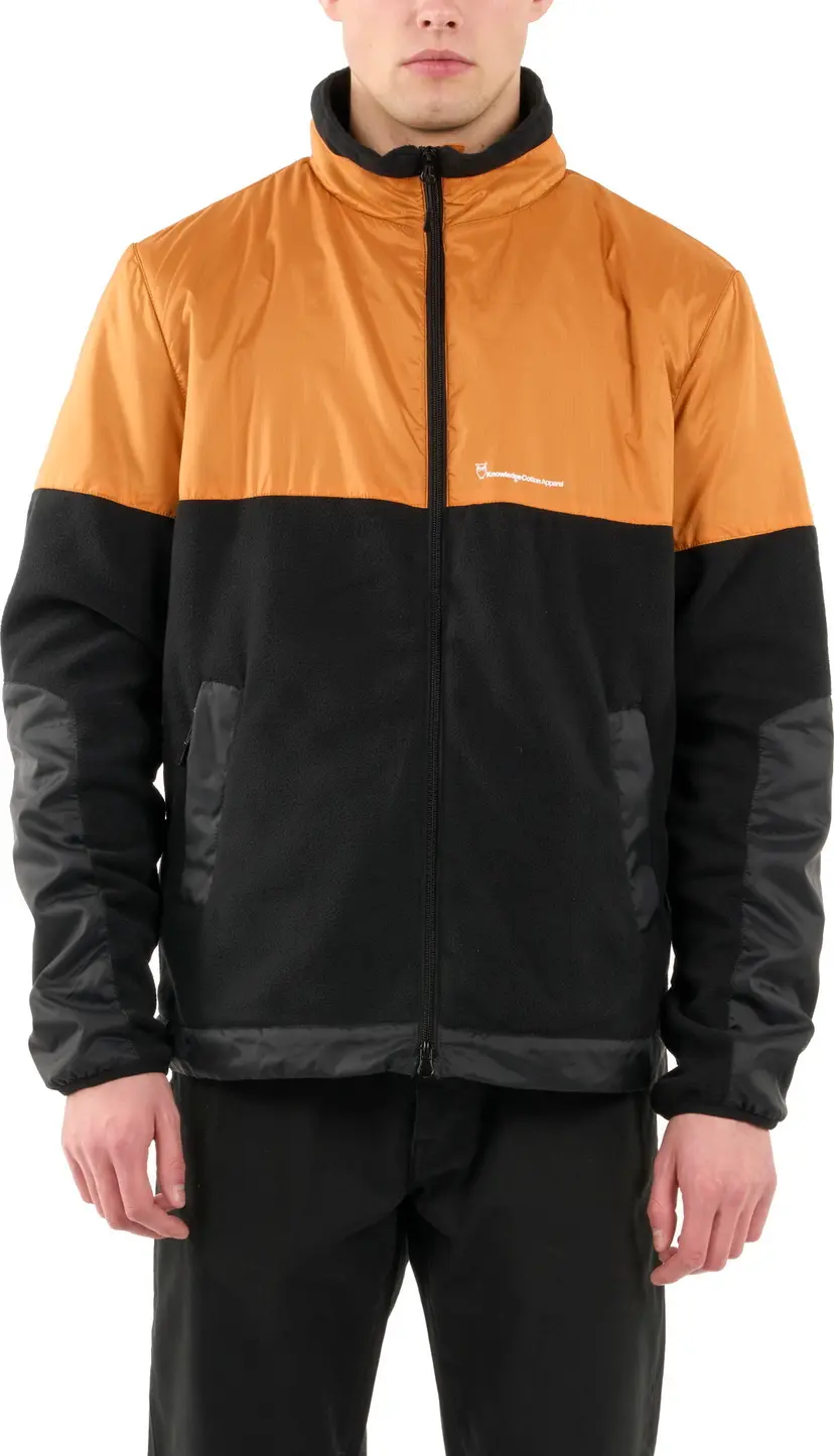 Knowledge Cotton Apparel Knowledge Cotton Apparel Men's Polar Fleece Oversized Zip Sweat With Contrast Rib Stop Black Jet