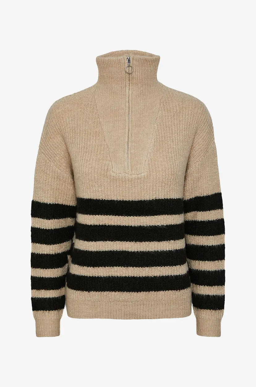 Pieces Genser pcBrooks LS Half Zip Knit - Beige