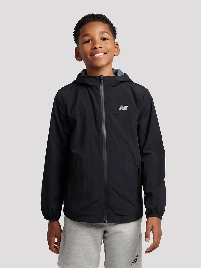 New Balance New Balance Athletics Woven Mesh Lined Kids Jakke svart