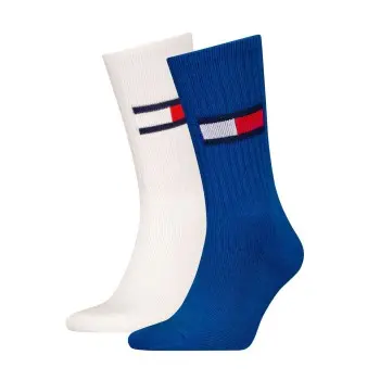 Tommy Hilfiger Tommy Men Uni TJ Flag Socks Strømper 2P Hvit/Blå Str 35/38