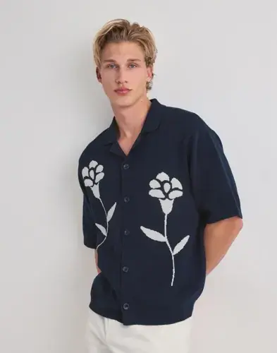 Only & Sons Only & Sons Onssonny Rlx Ss Shirt Knit Kortermede skjorter Blå