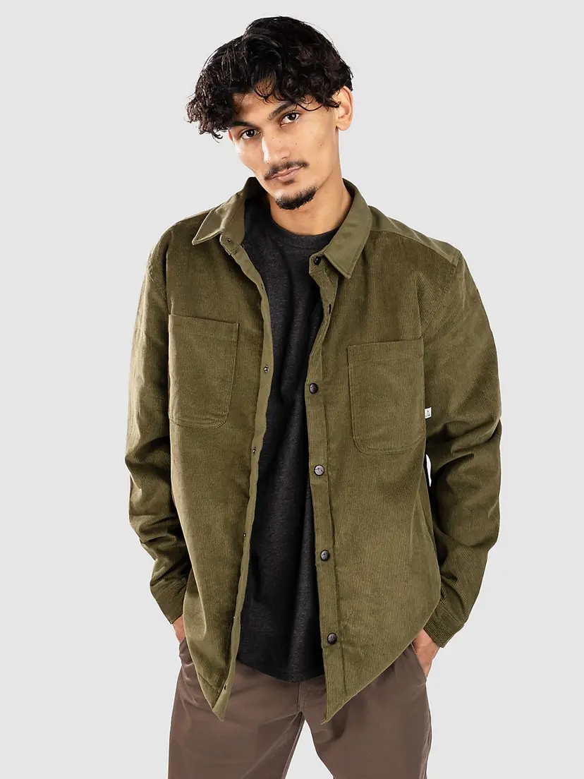 Passenger Passenger Kodiak 2.0 Sherpa Lined Cord Overshirt Jakke grønn