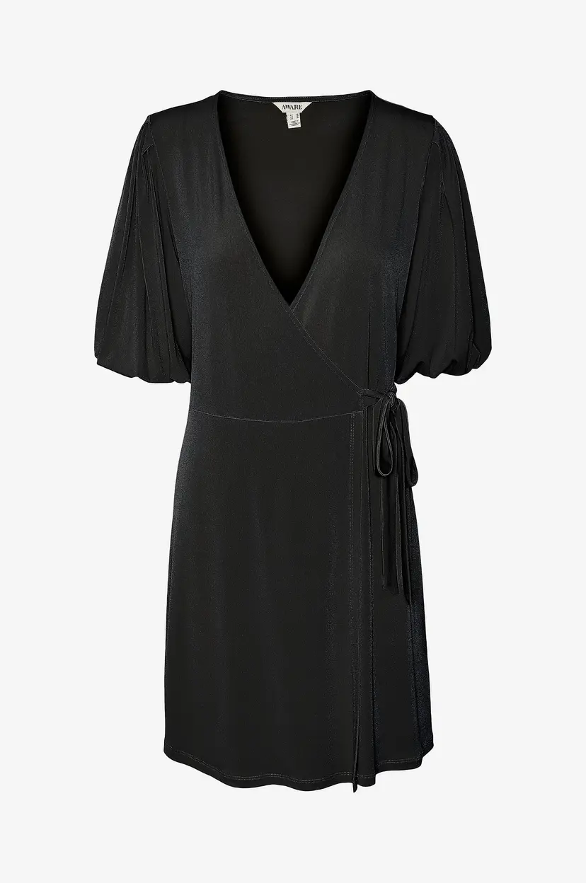 Vero Moda Omslagskjole vmJileah 2/4 V-neck Short Dress - Svart