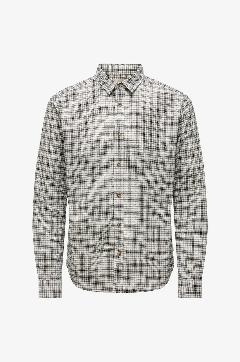 Only & Sons Skjorte onsGudmund LS Checked Shirt, slim fit - Hvit