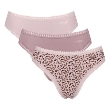 Sloggi Sloggi Truser 3P GO Crush High Leg Briefs Sand/rosa bomull X-Small Dame