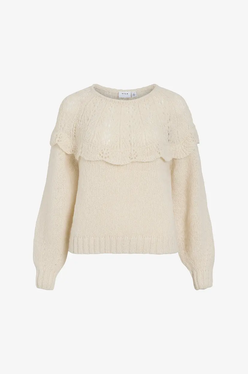 Vila Topp Vimoyano O-Neck L/S Knit Top/Bfs - Beige