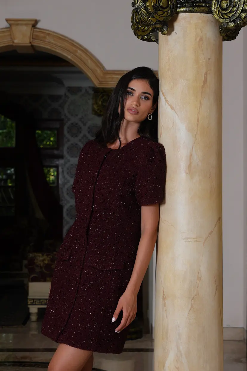 Love Lolina Stassie Mini Dress Burgundy - XXS