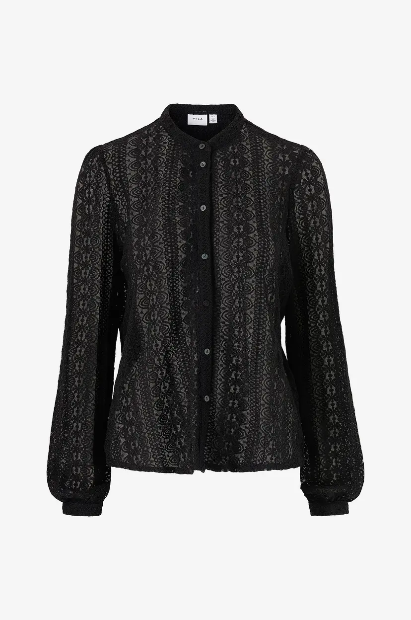 Vila Blondebluse viChikka Lace L/S Shirt - Svart